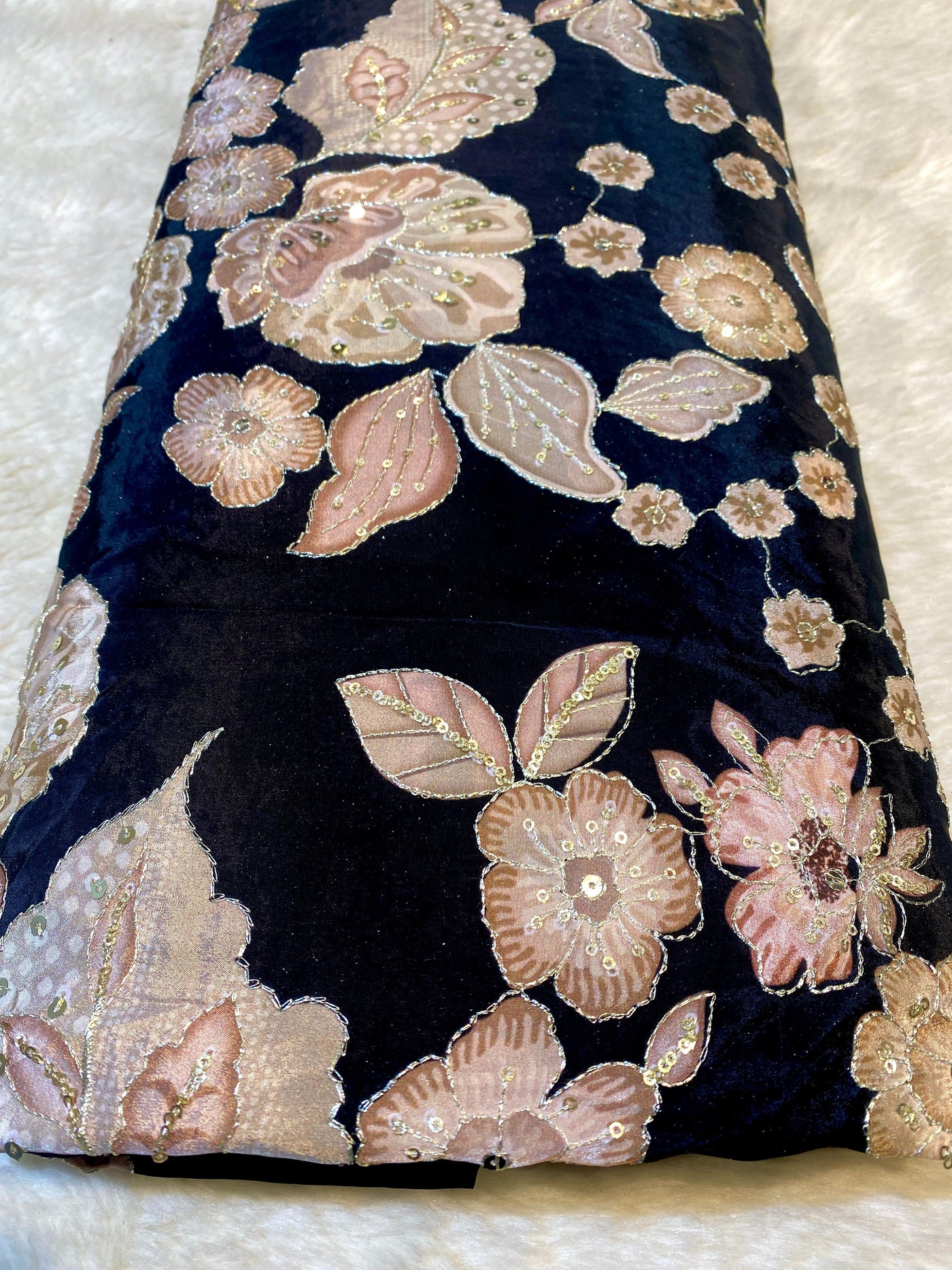 Naima Pure Crape Floral Print with Embroidery 44 Inch width