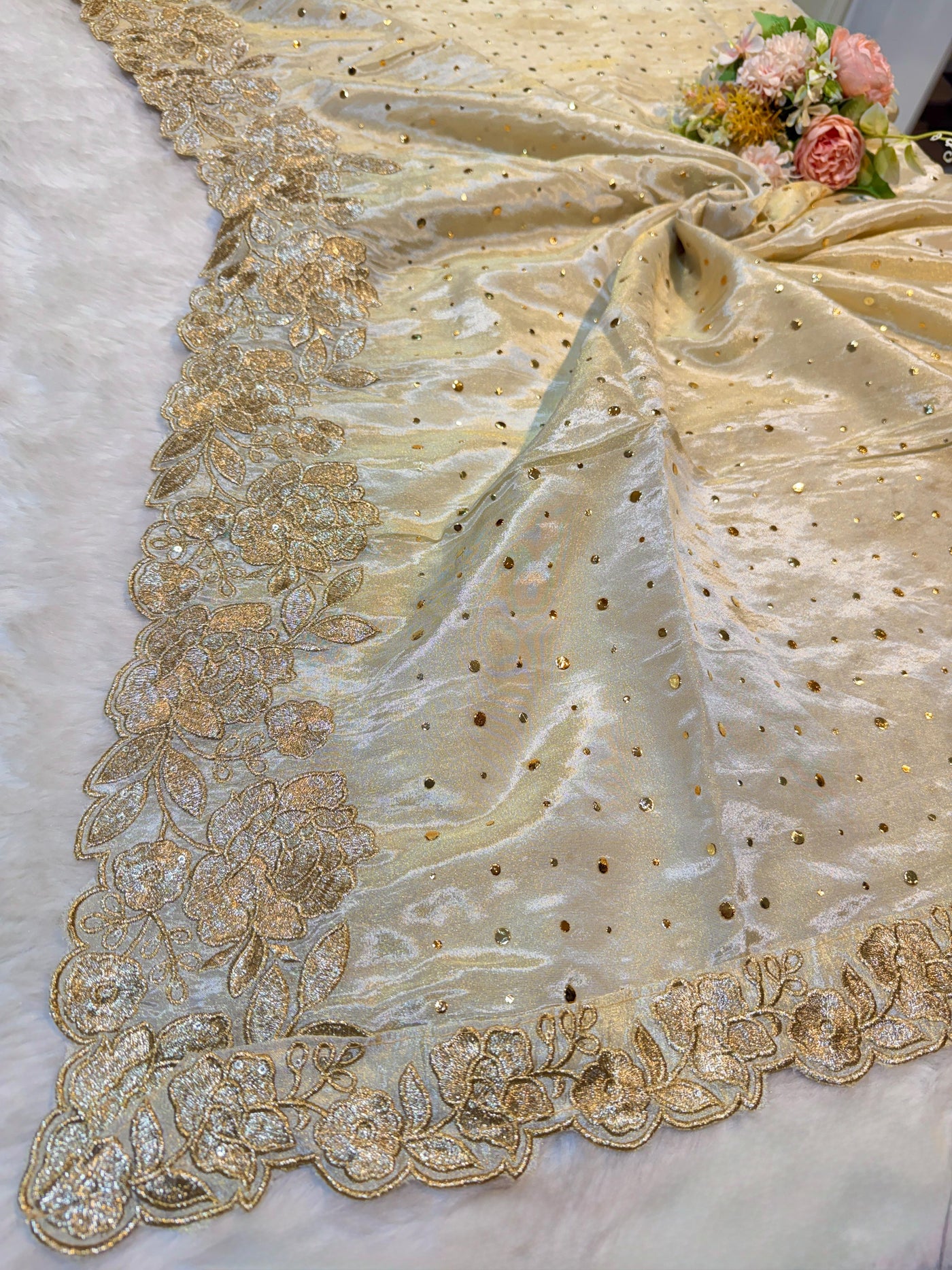 Pure Zari Tissue Booti Dupatta Dyeable 2.50 meter length