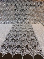 (Precut of 0.80 Meter) Elif Handwork Net Embroidery with Pearls and Cutdana Work 54 Inch width (P) (Copy)