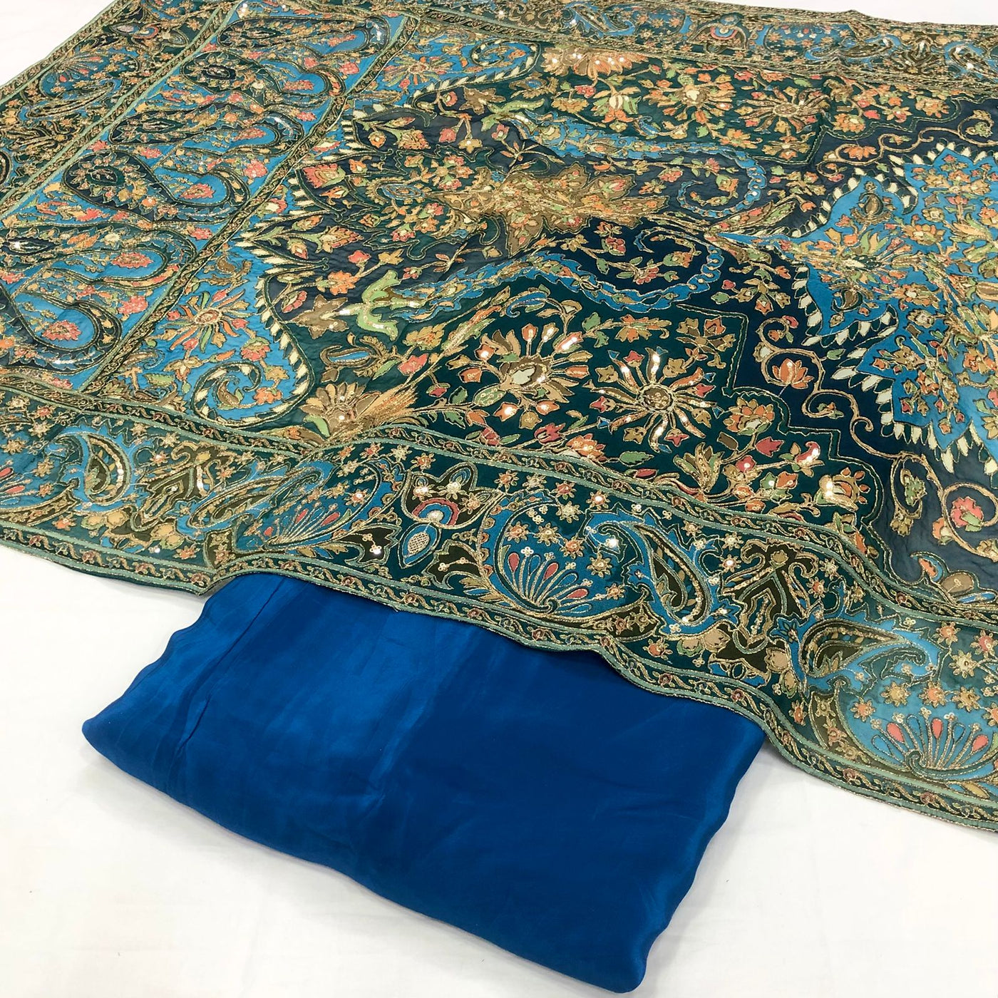 Pure Georgette Itar Dupatta With Pure Crape Suits (optional )