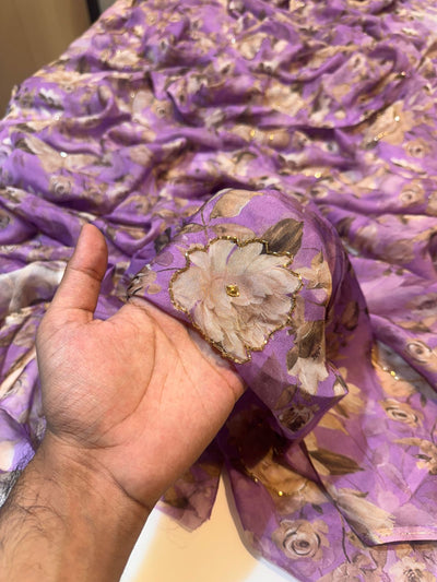 Mezzo Supersoft Tabby Silk Handwork Floral 44 inch width