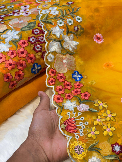 Musturd Yellow Kiara Organza Suit Set (Shirt And Dupatta Set)