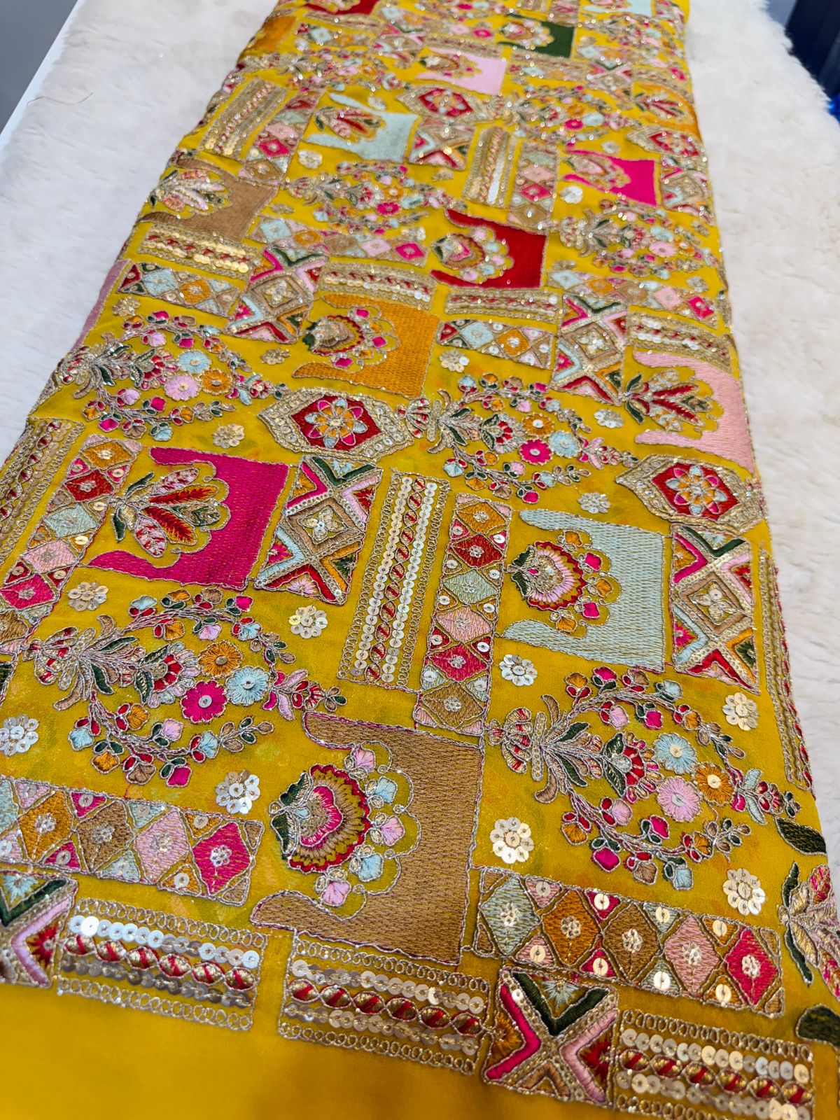 Arzoo Georgette Thread and Sequins Embroidery 44 Inch width
