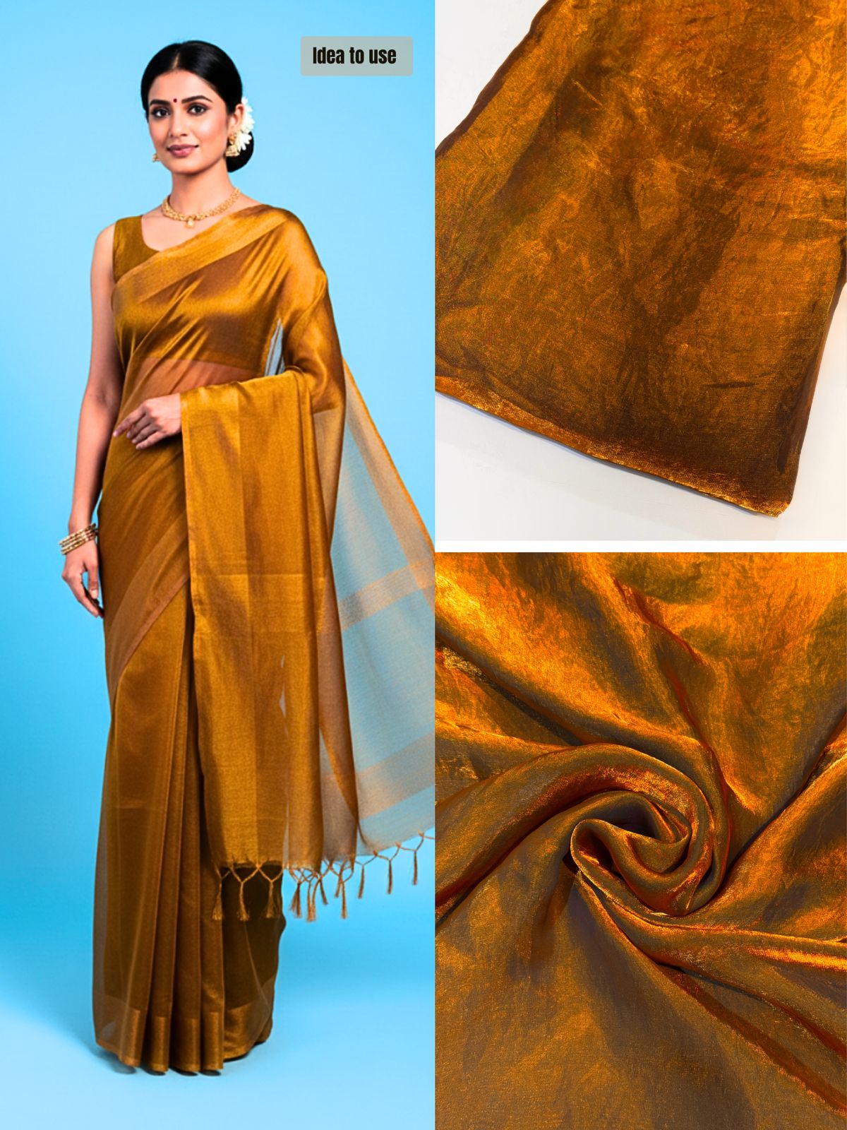 Supersoft Two Tone Satin Organza Fabric 44 inch width (BF-2808)