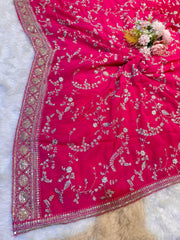 Magenta Pure Viscose Chinon Sabhya Dupatta 37 inch width