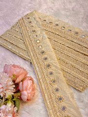(Wholesale pack of 7.5 meter ) Zari Tissue Lace Border With Pearl , Sequins and Mirror Work