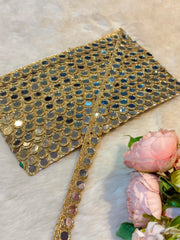 (Wholesale pack of 9 meter ) Lace Border With Mirror Work