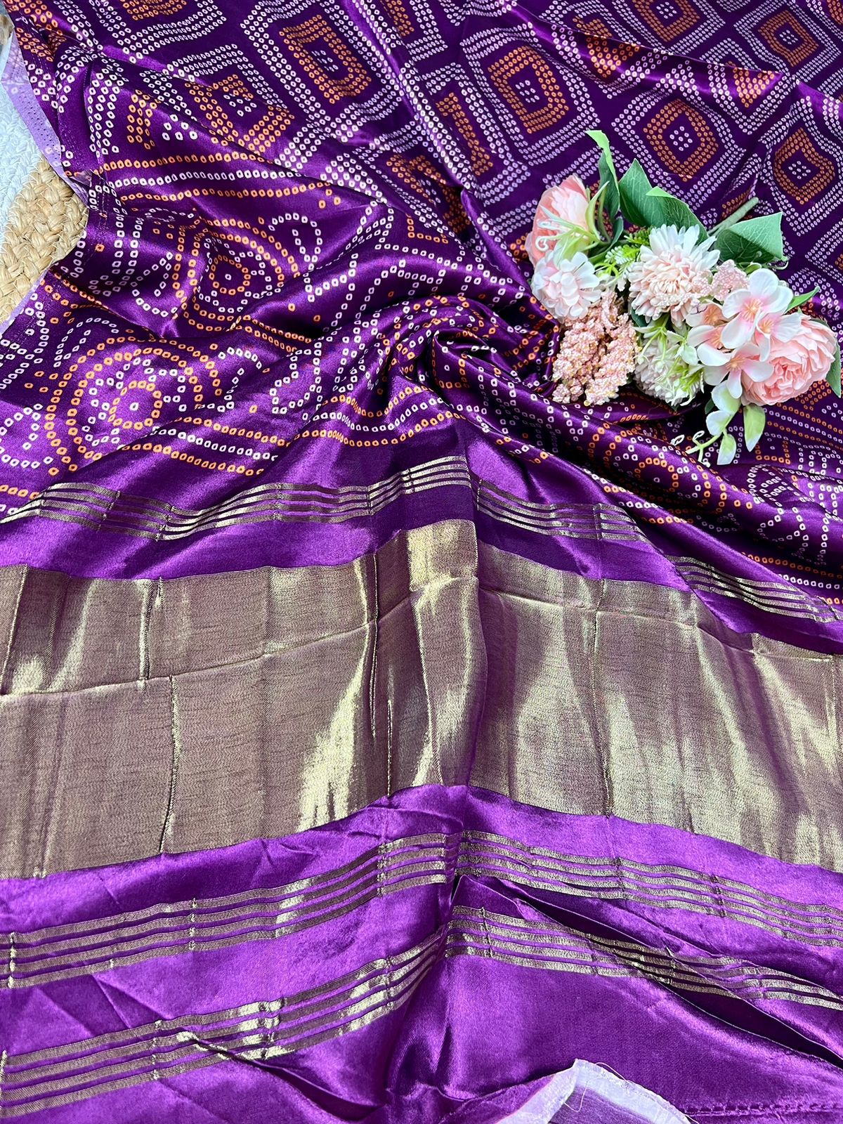 Pure Viscose Gajji Silk  Bandhni Dupatta 2.50 meter length