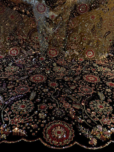 Luxury Haseena Pearl and Cutdana Handwork Net Embroidery 54 inch width