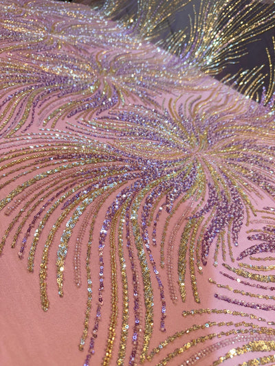 Qurbat Handwork Net Embroidery Cutdana 54 Inch width