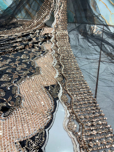 (Mix and Match ) Pure Velvet Handwork Embroidery 54 inch width / Net Dupatta With Two side Borders  37 inch width