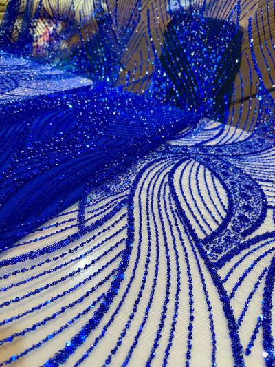 Royal Blue Net Imported Handwork Net Embroidery Fabric 54 inch width