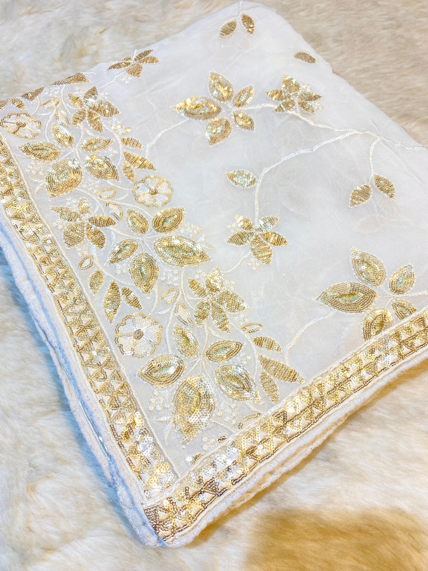 Georgette Dyeable sequins work dupatta