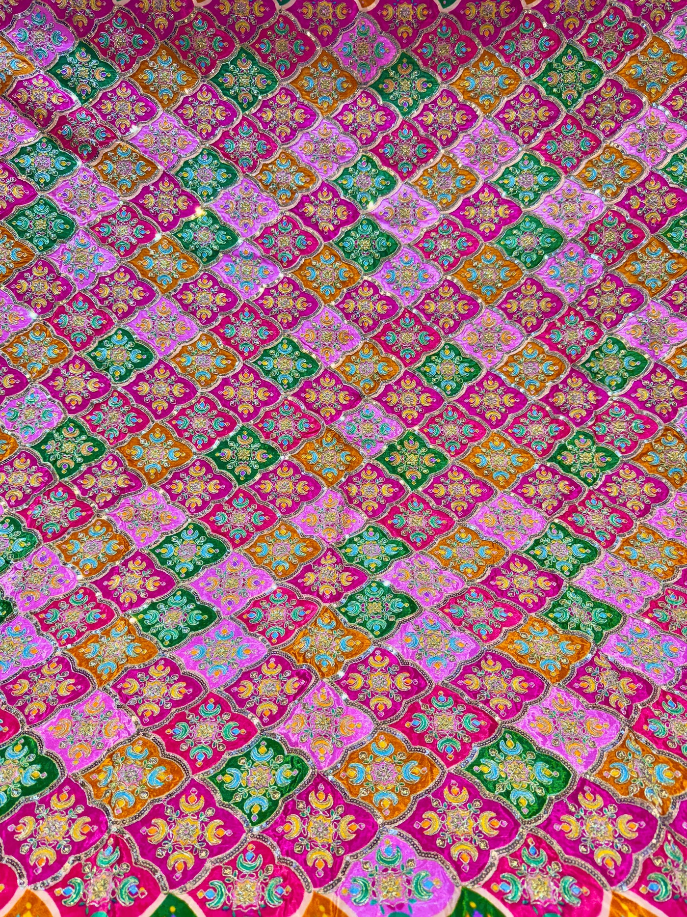 Pure Crape Embroidery with Zari and Sequins Work 44 Inch Width