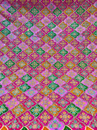 Pure Crape Embroidery with Zari and Sequins Work 44 Inch Width