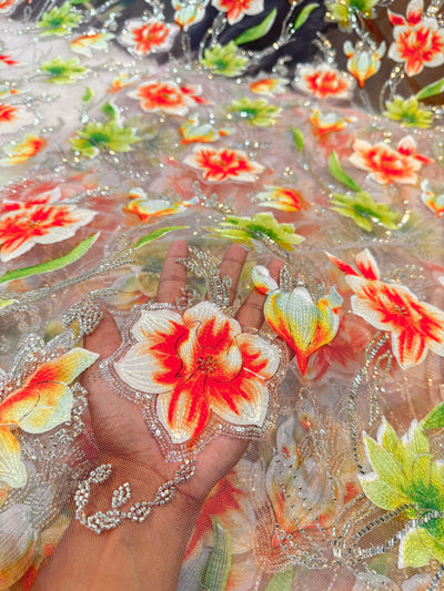 Zoya Appliqué Handwork Net Embroidery With Florals 54 inch width