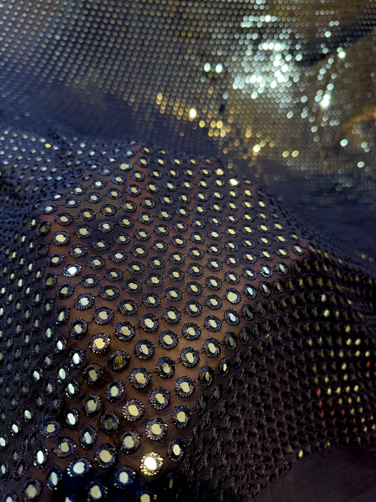 Pure Viscose Georgette Mirrror Embroidery 44 inch width