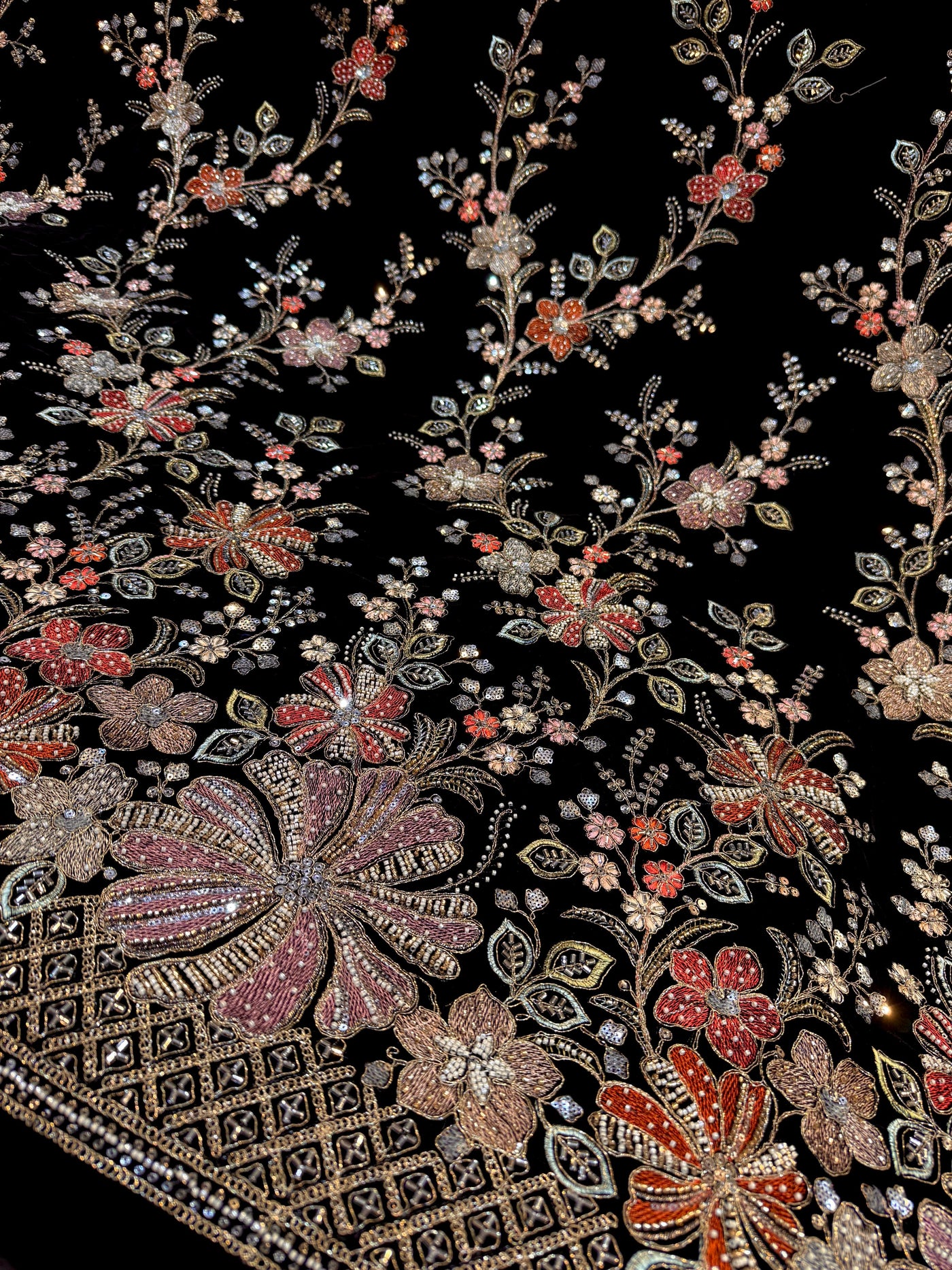 Mannat Black Velvet Handwork Embroidery 44 inch width