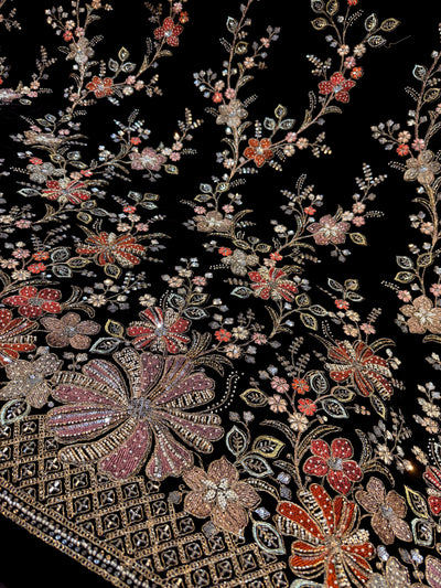 Mannat Black Velvet Handwork Embroidery 44 inch width