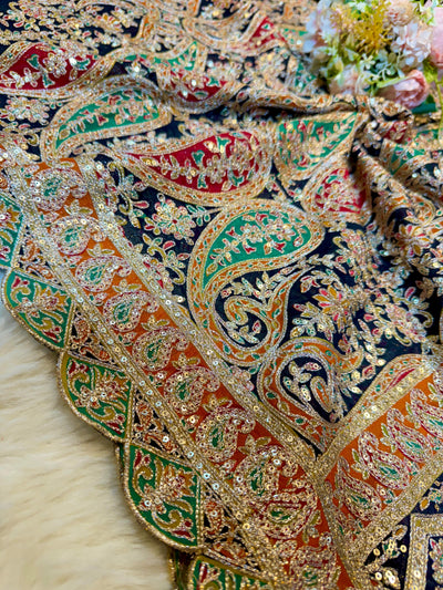 Black Pure Georgette Lahori Dupatta 2.50 meter length 37 inch width
