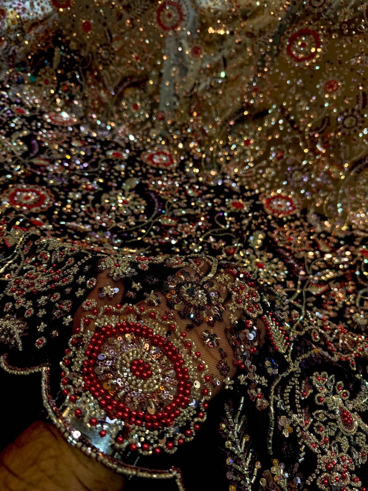 Luxury Haseena Pearl and Cutdana Handwork Net Embroidery 54 inch width