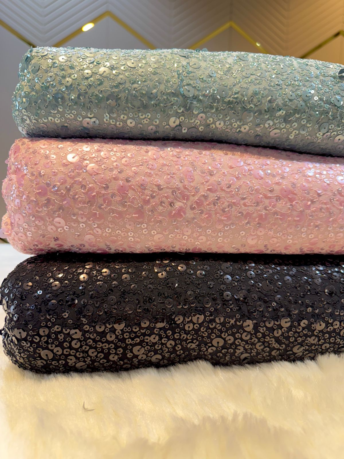 Fairy Pure Viscose Georgette Sequins Embroidery 44 Inch Width