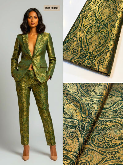 Bottle Green Banarsi Brocades Talwar Pattern 44 inch width (P)