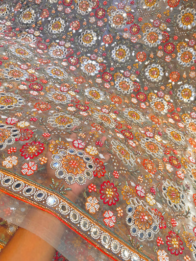 Net Big Width Handwork Embroidery Multi Color 54 inch width