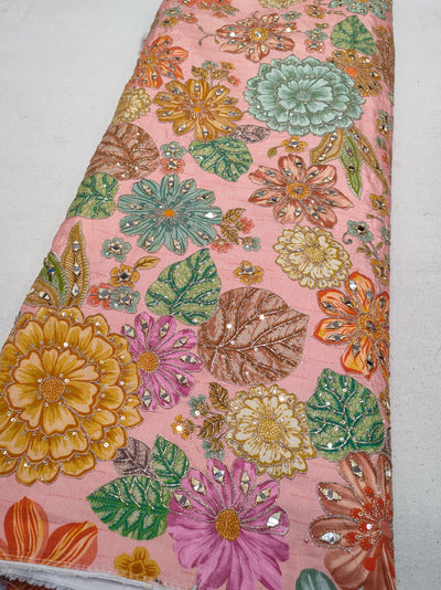 Boho Big Width Silk Floral Embroidery Handwork 48 inch width