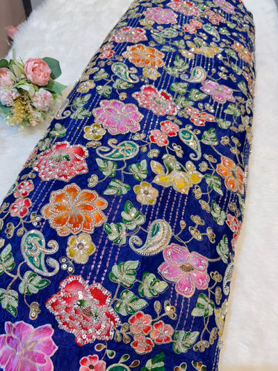 Azda Pure Crape Handwork Embroidery 44 Inch Width