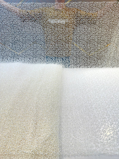 Imported Handwork Net Embroidery With Scattered Pearls Work 54 inch width