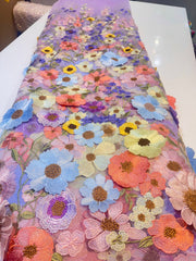 (Precut of 0.90 Meter) Lavender Dream Net Appliqué imported Net Embroidery 56 Inch Width