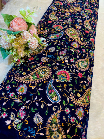 Pure Velvet Paisley Embroidery 44 inch width