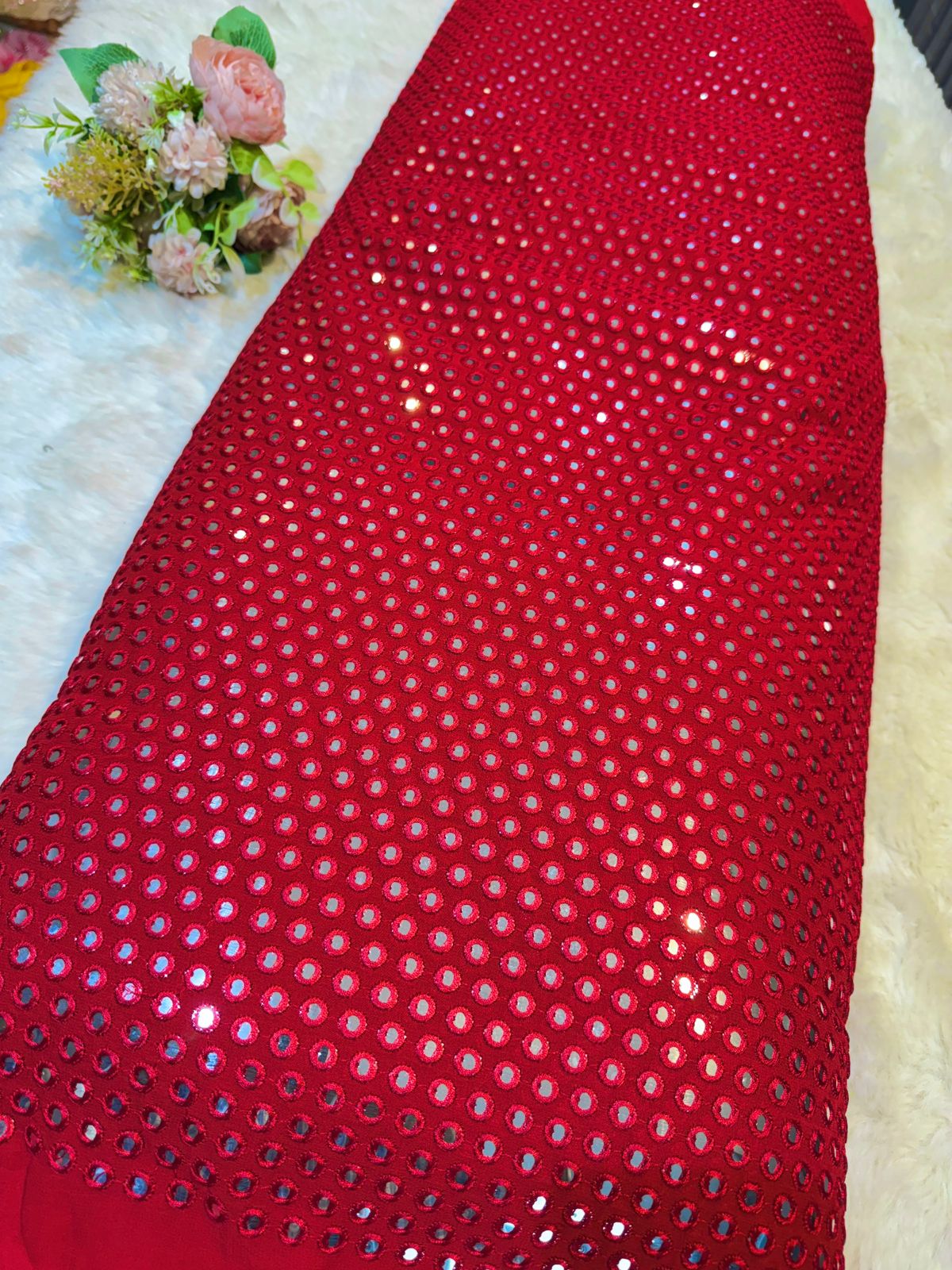 Pure Viscose Georgette Mirrror Embroidery 44 inch width