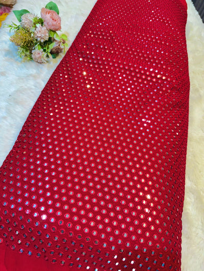 Pure Viscose Georgette Mirrror Embroidery 44 inch width