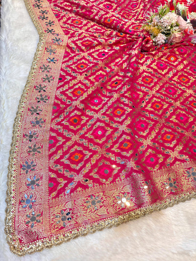 Magenta Sheeshmahal Pure Georgette Handwork Dupatta 2.35 meter length