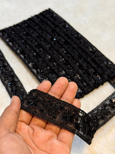 (Wholesale pack of 9 meter ) Lace Border With Cutdana and Sequins Work