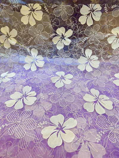 Aina Floral Organza Chikankari Embroidery 44 Inch Width