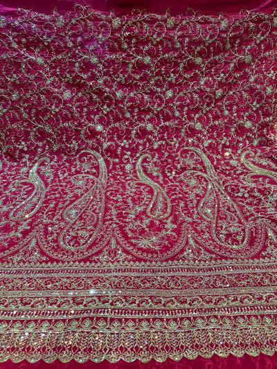 Sana Pure Crape Embroidery Paisley Design 48 inch width