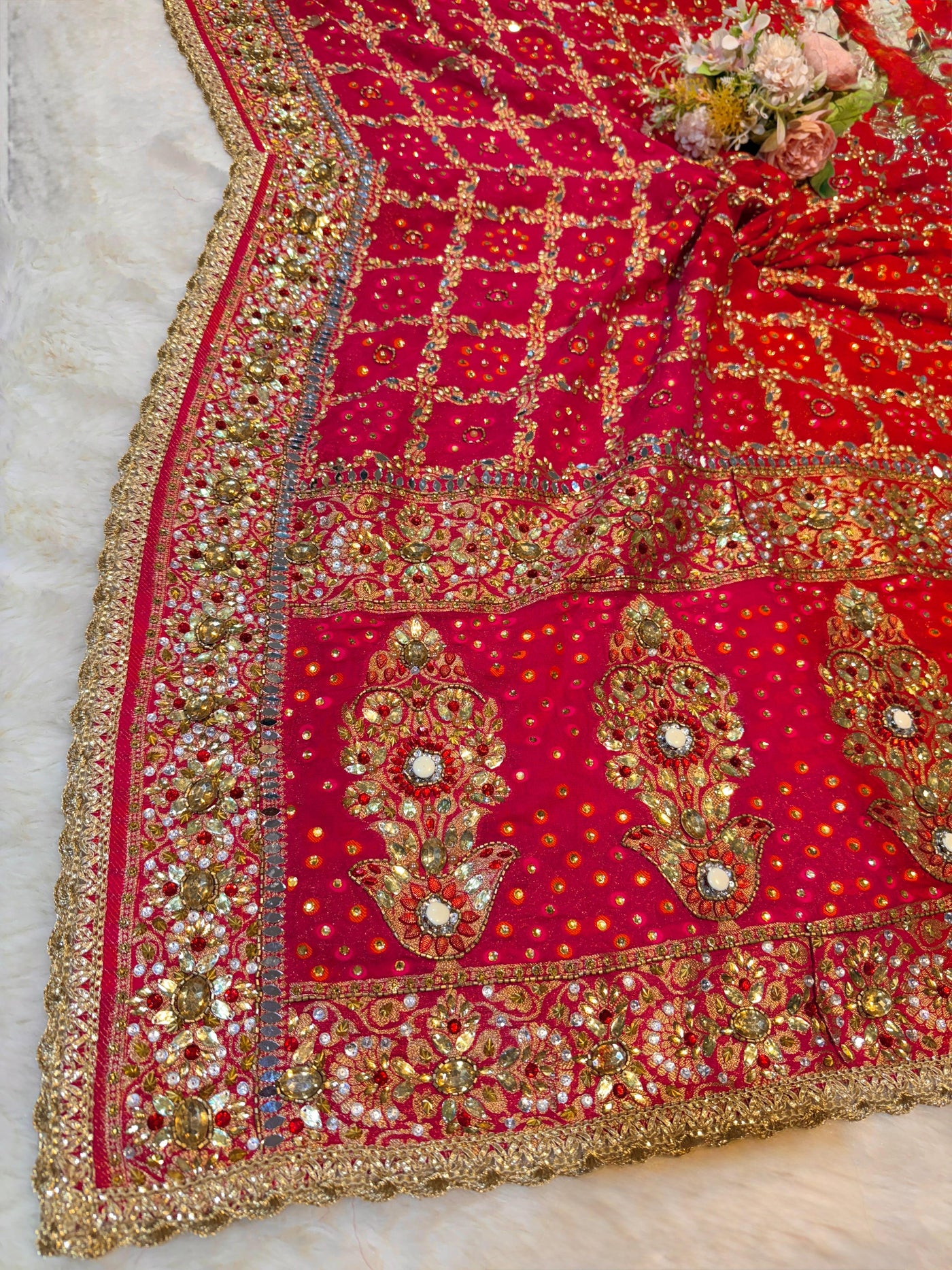 Sheeshmahal Pure Georgette Handwork Dupatta 2.35 meter length