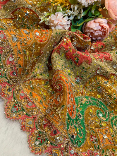 Pure Chinon Leher Handwork  Dupatta With real mirror work 2.50 meter length