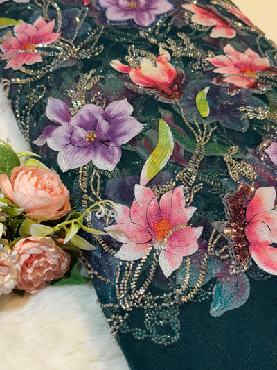Zoya Appliqué Handwork Net Embroidery With Florals 54 inch width