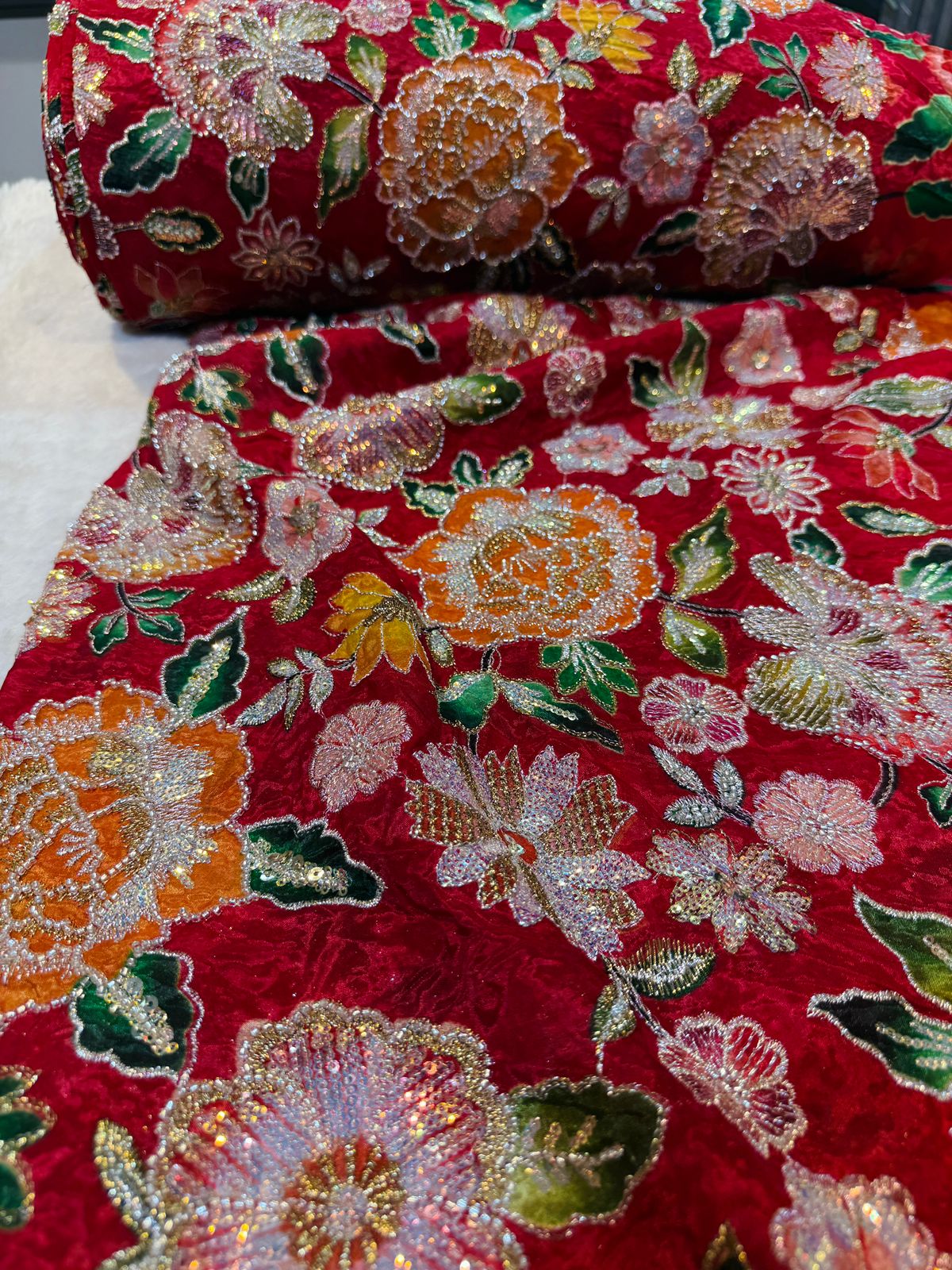 Iqra Pure Chinon  Handwork Embroidery 44 Inch width