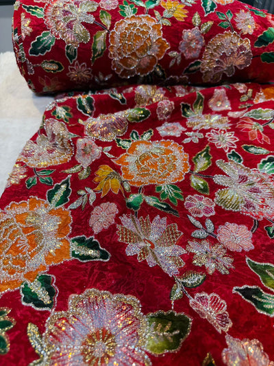 Iqra Pure Chinon  Handwork Embroidery 44 Inch width
