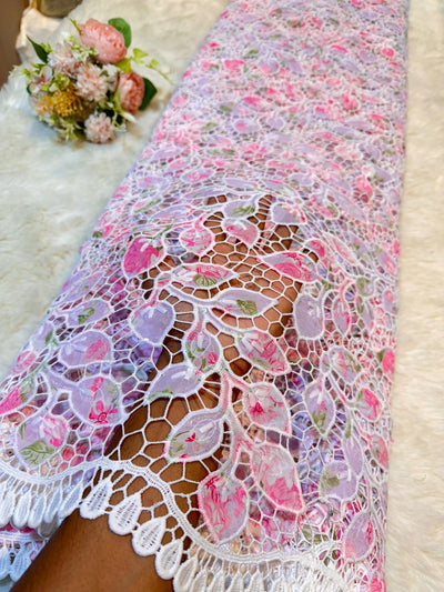 Vini Imported Georgette Crochet With Floral Print 50 Inch Width