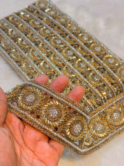 (Wholesale pack of 9 meter ) Lace Border With Cutdana Work