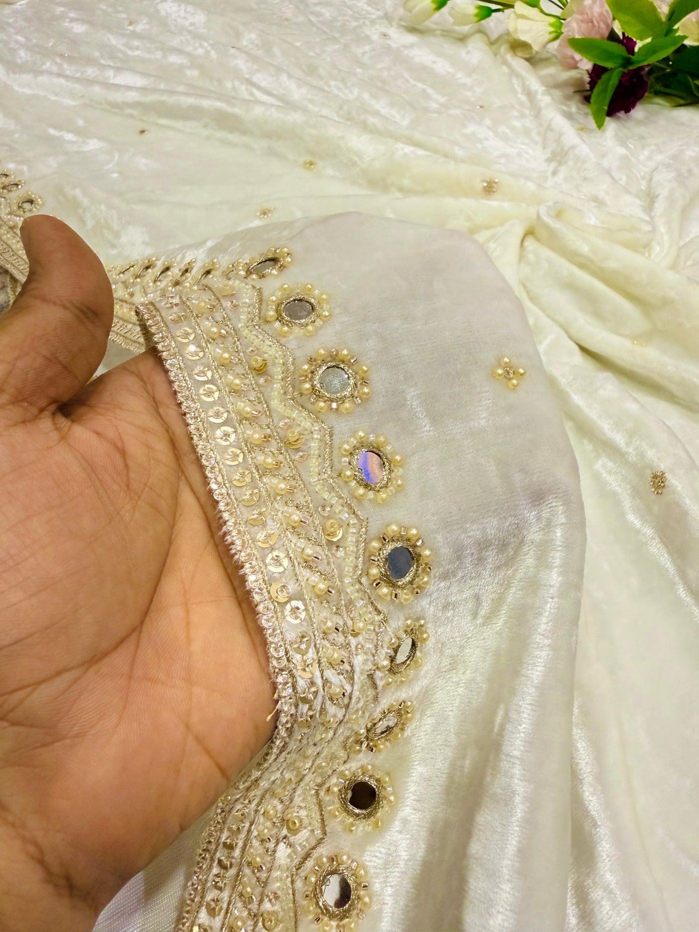 Nehchal Pure Velvet Handwork Dupatta Dyeable 2.50 meter length