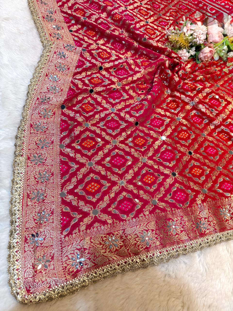 Sheeshmahal Pure Georgette Handwork Dupatta 2.35 meter length