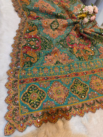 Pure Chinon Leher Handwork  Dupatta With real mirror work 2.50 meter length