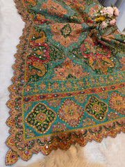 Pure Chinon Leher Handwork  Dupatta With real mirror work 2.50 meter length